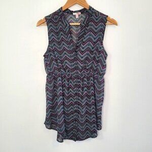 💘Bongo Sleeveless Blouse Chevron Pattern Lightweight Blouse Size Medium